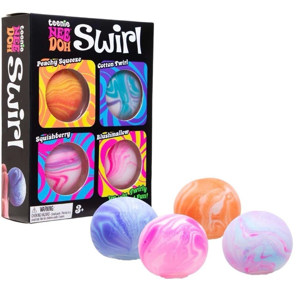 Schylling NeeDoh Teenie Swirl, Satisfying Sensory Toy, (4 Pack Colors)